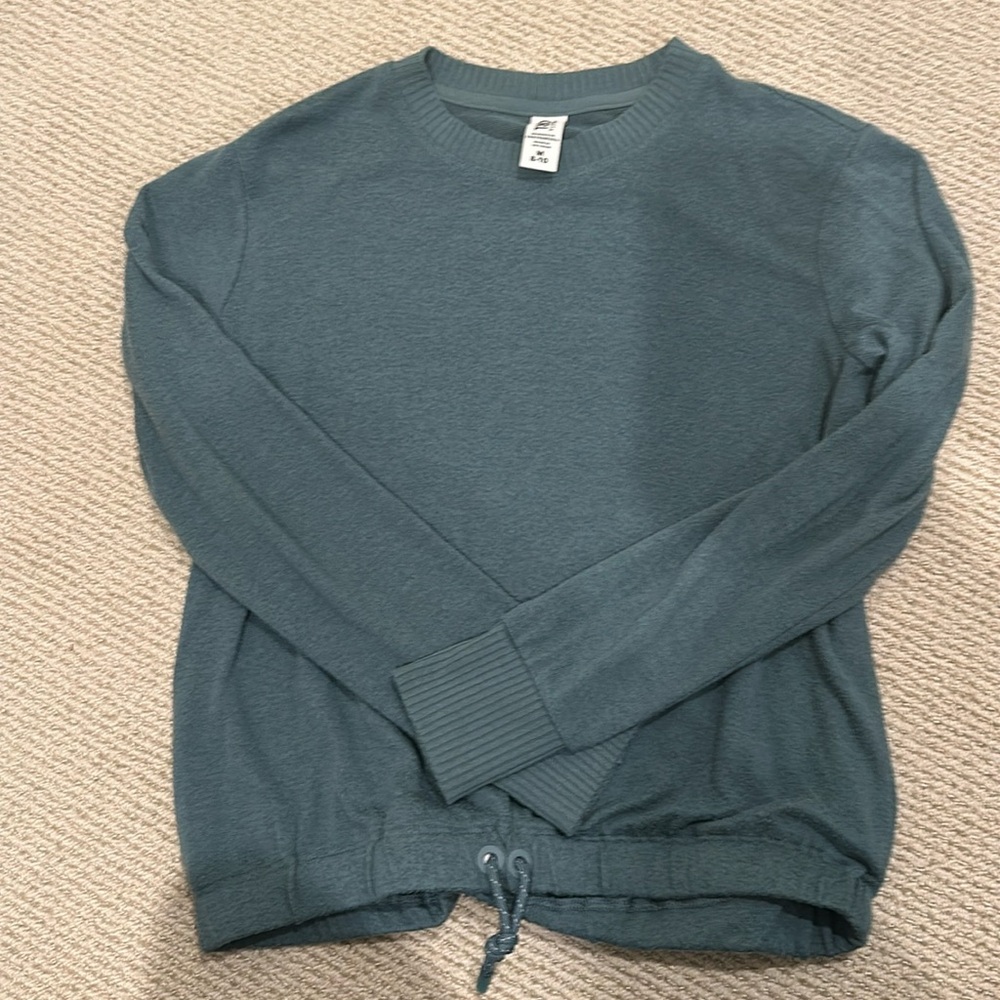 Athleta Girl Green crew pullover - elastic bottom with mock draw string